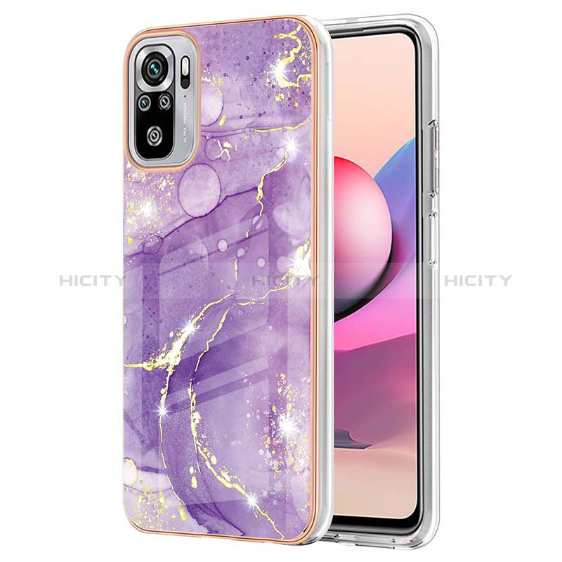 Coque Silicone Motif Fantaisie Souple Couleur Unie Etui Housse Y05B pour Xiaomi Redmi Note 10 4G Violet Plus