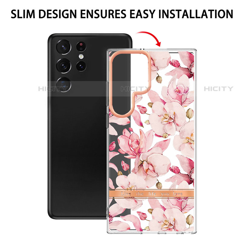 Coque Silicone Motif Fantaisie Souple Couleur Unie Etui Housse Y12B pour Samsung Galaxy S23 Ultra 5G Plus