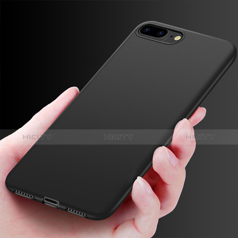 Coque Silicone Souple Couleur Unie Gel pour Apple iPhone 8 Plus Noir Plus