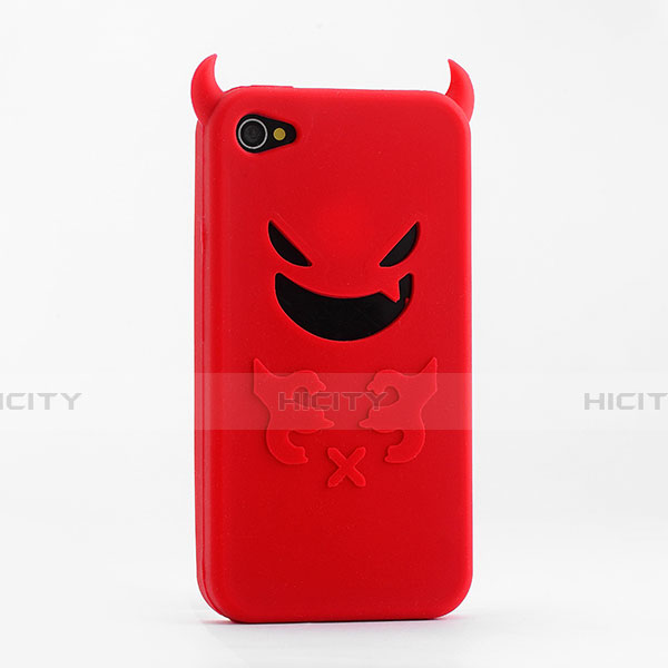 Coque Silicone Souple Demon Diable Masque pour Apple iPhone 4S Rouge Plus