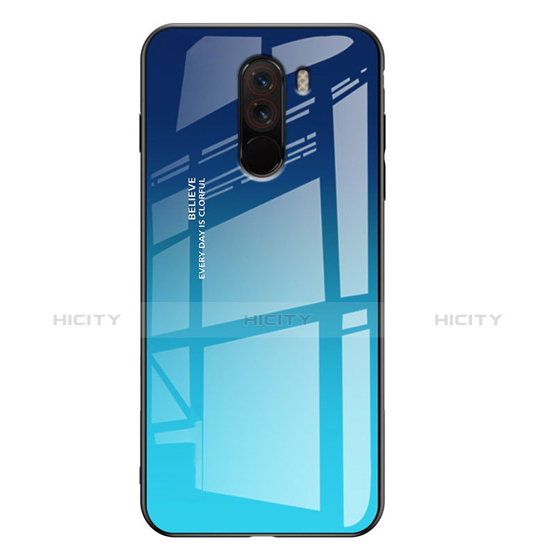 Coque Silicone Souple Miroir M03 pour Xiaomi Pocophone F1 Bleu Plus