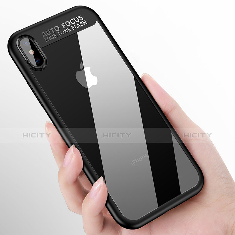 Coque Silicone Souple Miroir W01 pour Apple iPhone X Noir Plus