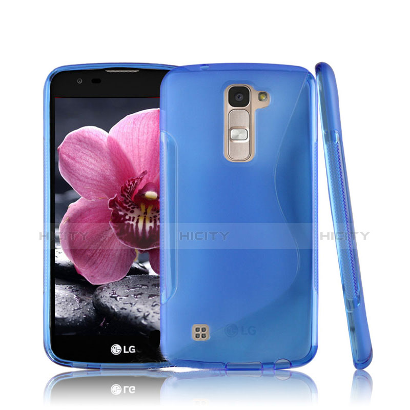 Coque Silicone Souple Transparente Vague S-Line pour LG K10 Bleu Plus