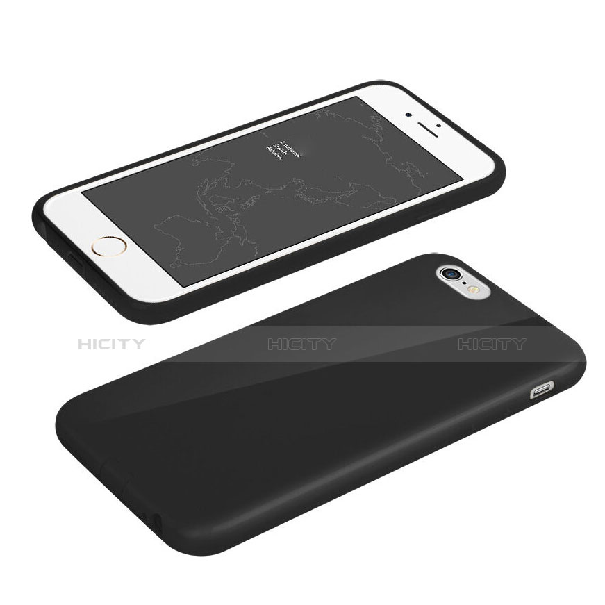 Coque Silicone TPU Souple Couleur Unie pour Apple iPhone 6 Noir Plus