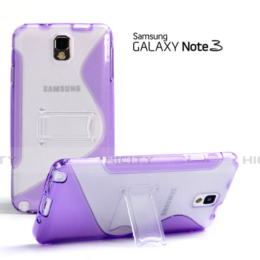 Coque Silicone Transparente Vague S-Line avec Bequille pour Samsung Galaxy Note 3 N9000 Violet Plus