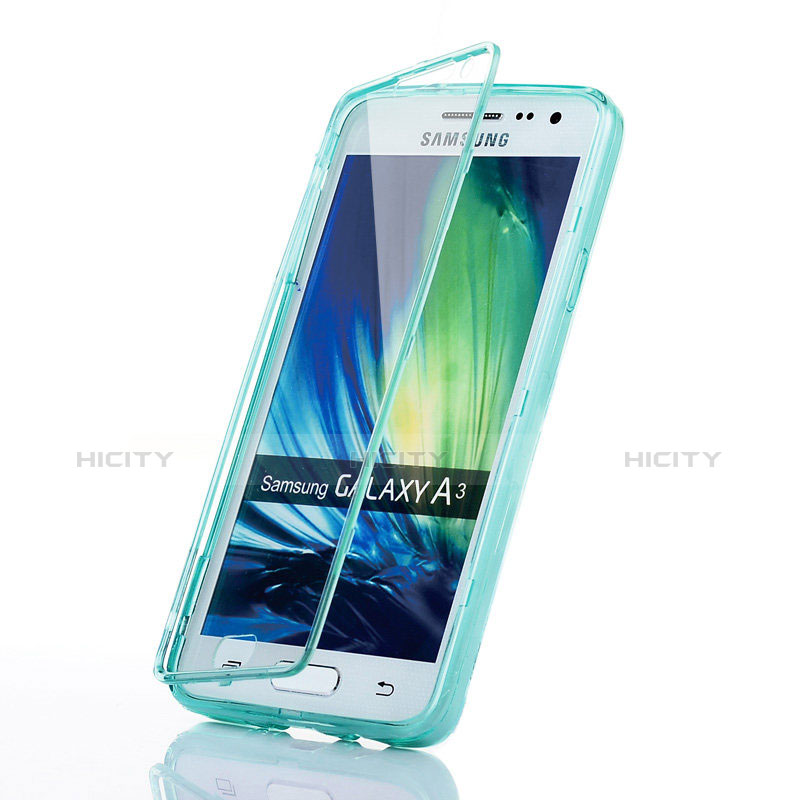 Coque Transparente Integrale Silicone Souple Avant et Arriere pour Samsung Galaxy A3 Duos SM-A300F Bleu Plus