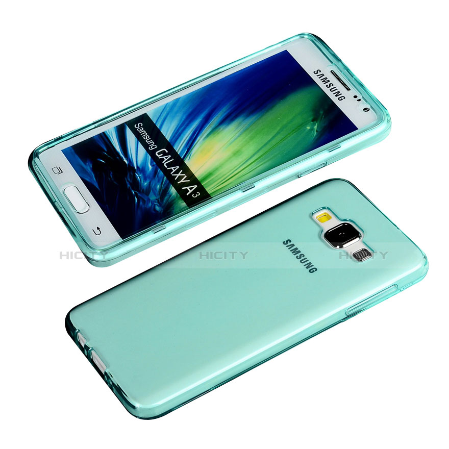 Coque Transparente Integrale Silicone Souple Avant et Arriere pour Samsung Galaxy A3 Duos SM-A300F Bleu Plus