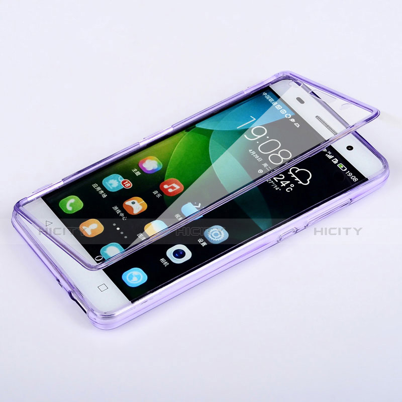 Coque Transparente Integrale Silicone Souple Portefeuille pour Huawei G Play Mini Violet Plus