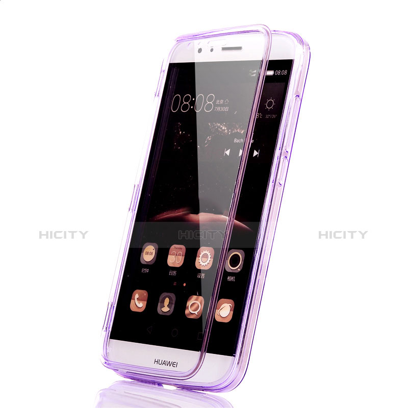 Coque Transparente Integrale Silicone Souple Portefeuille pour Huawei GX8 Violet Plus