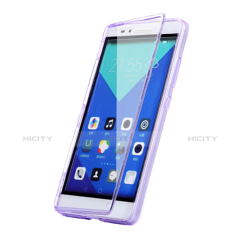Coque Transparente Integrale Silicone Souple Portefeuille pour Huawei Honor 7 Violet Plus