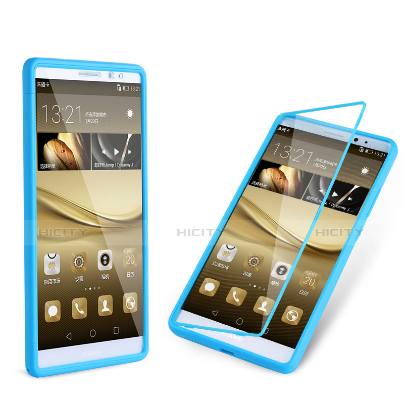 Coque Transparente Integrale Silicone Souple Portefeuille pour Huawei Mate 8 Bleu Ciel Plus