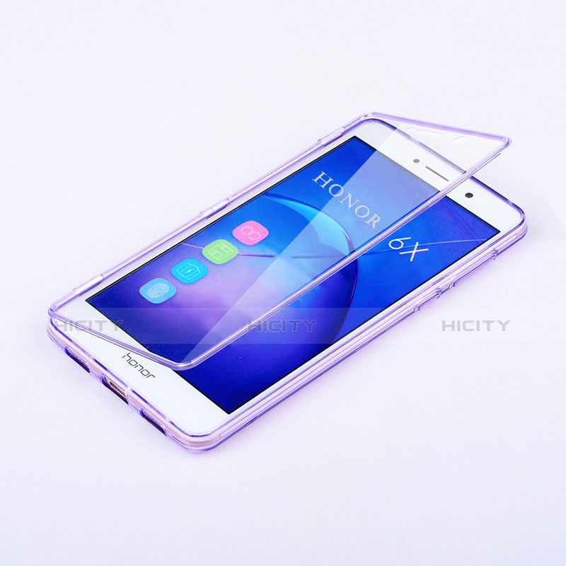 Coque Transparente Integrale Silicone Souple Portefeuille pour Huawei Mate 9 Lite Violet Plus