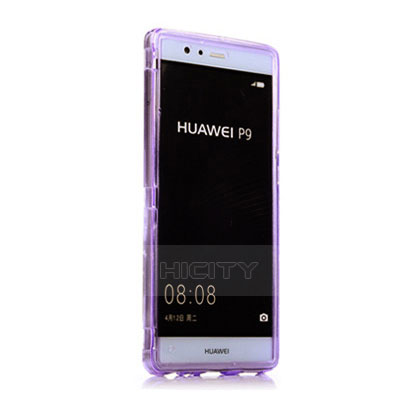 Coque Transparente Integrale Silicone Souple Portefeuille pour Huawei P9 Violet Plus