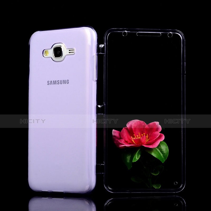 Coque Transparente Integrale Silicone Souple Portefeuille pour Samsung Galaxy J7 SM-J700F J700H Violet Plus