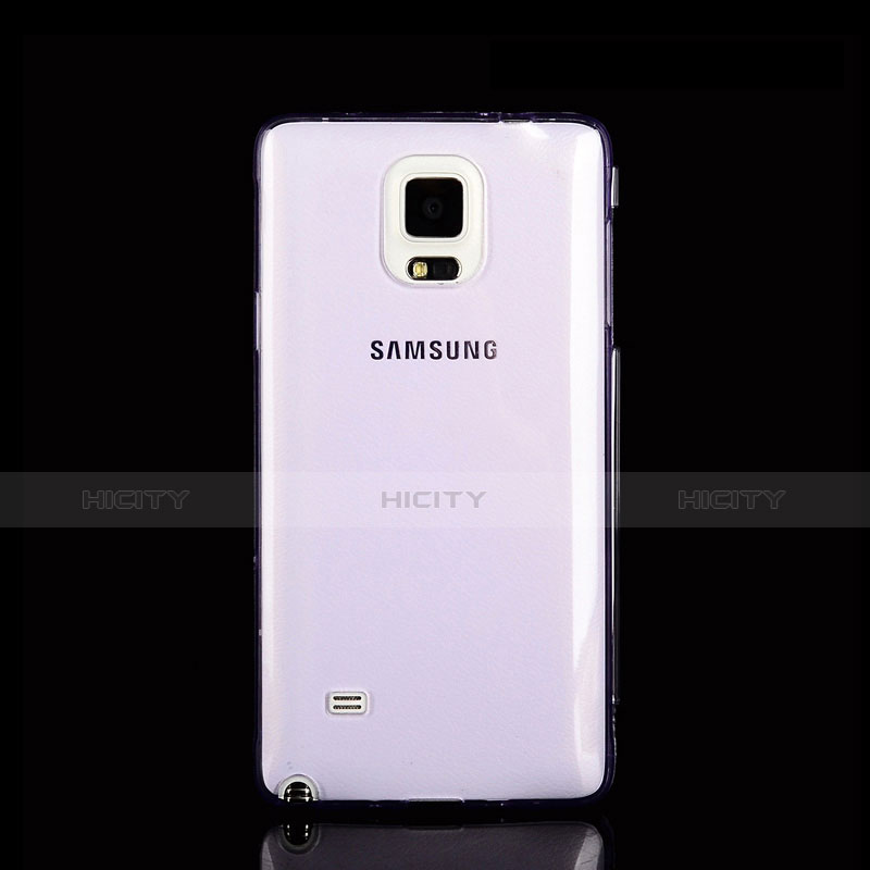 Coque Transparente Integrale Silicone Souple Portefeuille pour Samsung Galaxy Note 4 SM-N910F Violet Plus