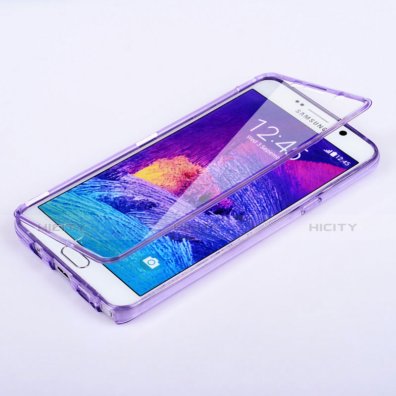 Coque Transparente Integrale Silicone Souple Portefeuille pour Samsung Galaxy Note 5 N9200 N920 N920F Violet Plus
