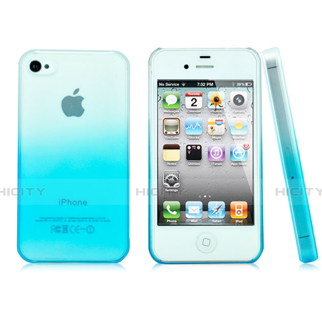 Coque Transparente Rigide Degrade pour Apple iPhone 4S Bleu Ciel Plus
