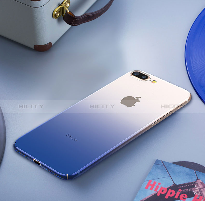 Coque Transparente Rigide Degrade pour Apple iPhone 8 Plus Bleu Plus