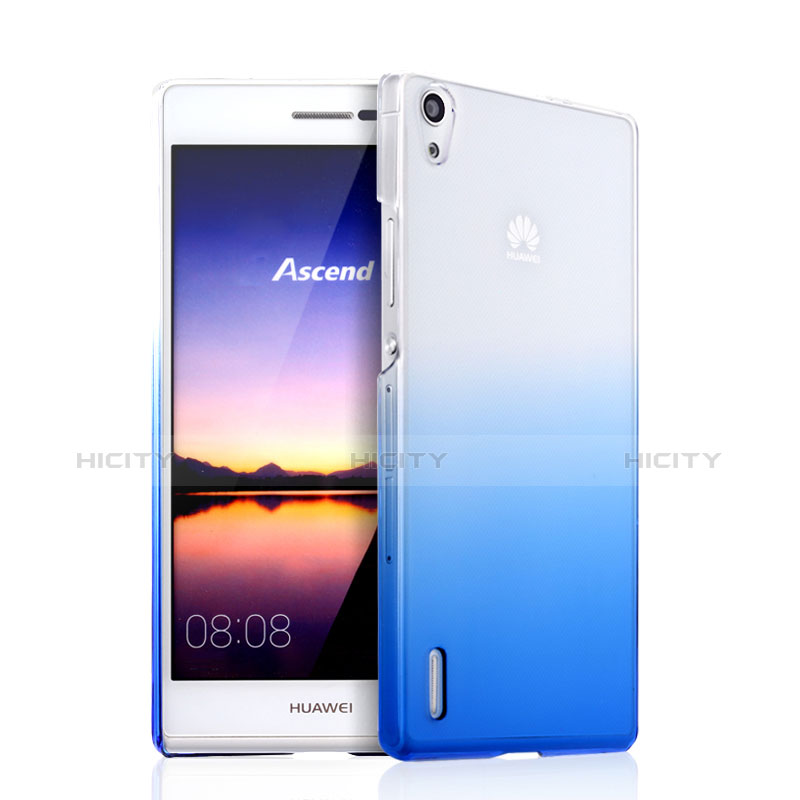 Coque Transparente Rigide Degrade pour Huawei P7 Dual SIM Bleu Plus