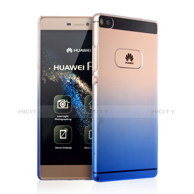 Coque Transparente Rigide Degrade pour Huawei P8 Bleu Plus