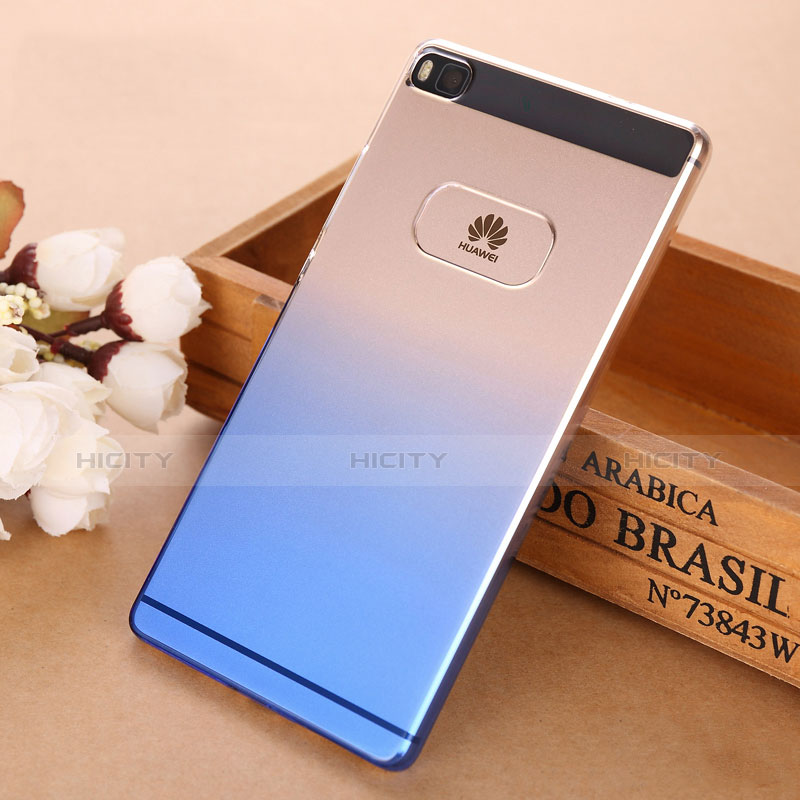 Coque Transparente Rigide Degrade pour Huawei P8 Bleu Plus