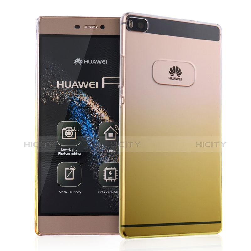 Coque Transparente Rigide Degrade pour Huawei P8 Jaune Plus