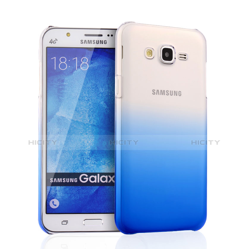 Coque Transparente Rigide Degrade pour Samsung Galaxy J7 SM-J700F J700H Bleu Plus