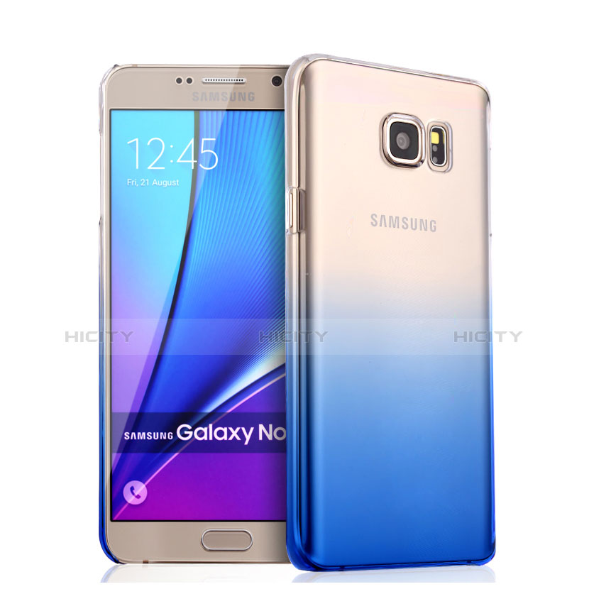 Coque Transparente Rigide Degrade pour Samsung Galaxy Note 5 N9200 N920 N920F Bleu Plus
