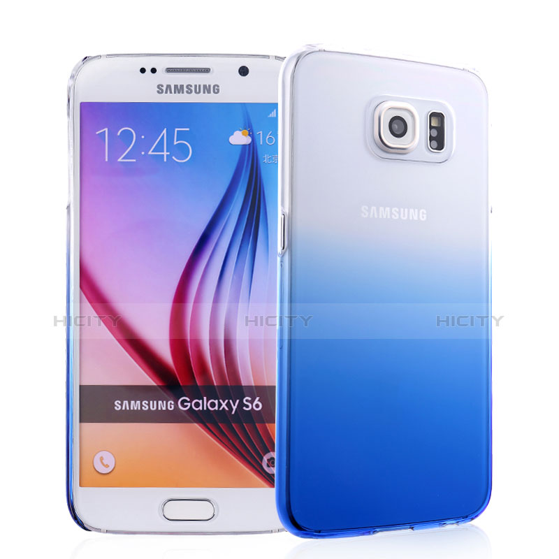 Coque Transparente Rigide Degrade pour Samsung Galaxy S6 Duos SM-G920F G9200 Bleu Plus