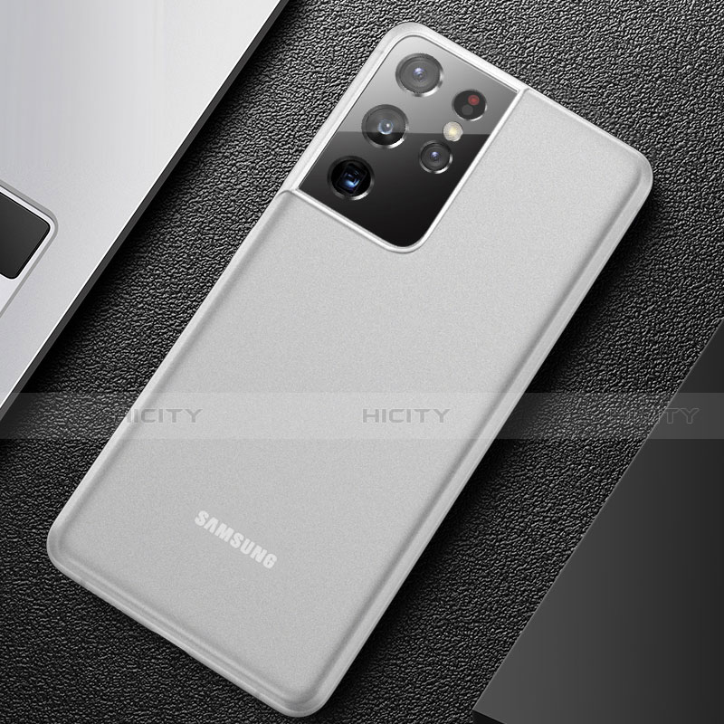 Coque Ultra Fine Plastique Rigide Etui Housse Transparente U01 pour Samsung Galaxy S21 Ultra 5G Blanc Plus