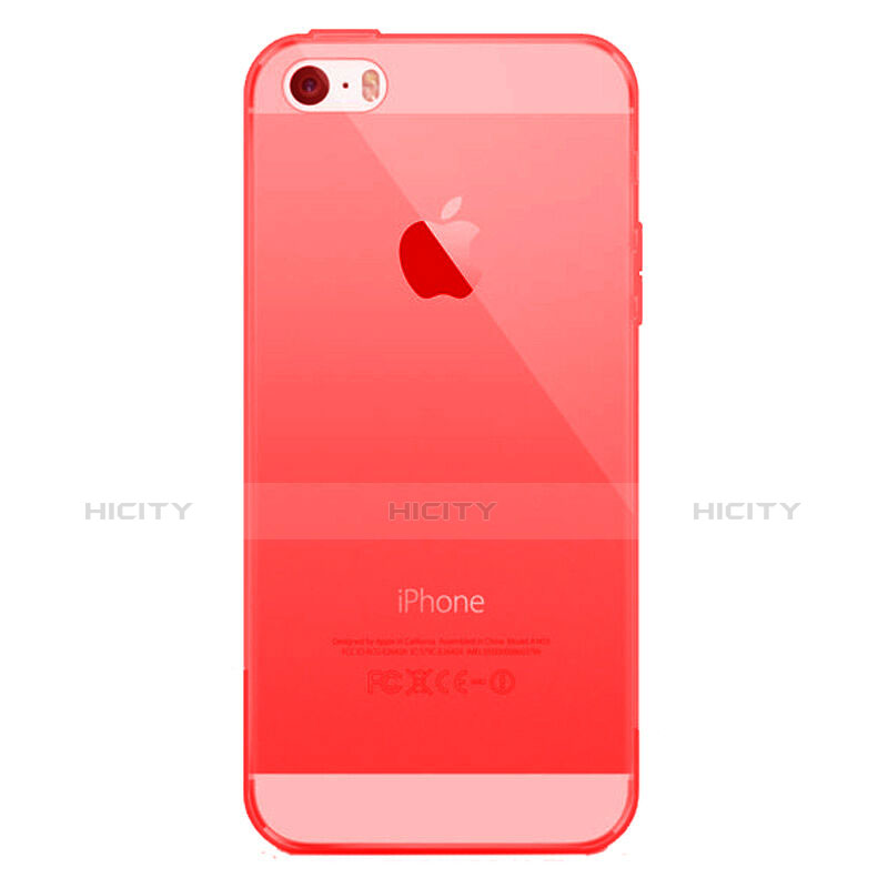 Coque Ultra Fine Silicone Mat Transparente pour Apple iPhone 5 Rouge Plus