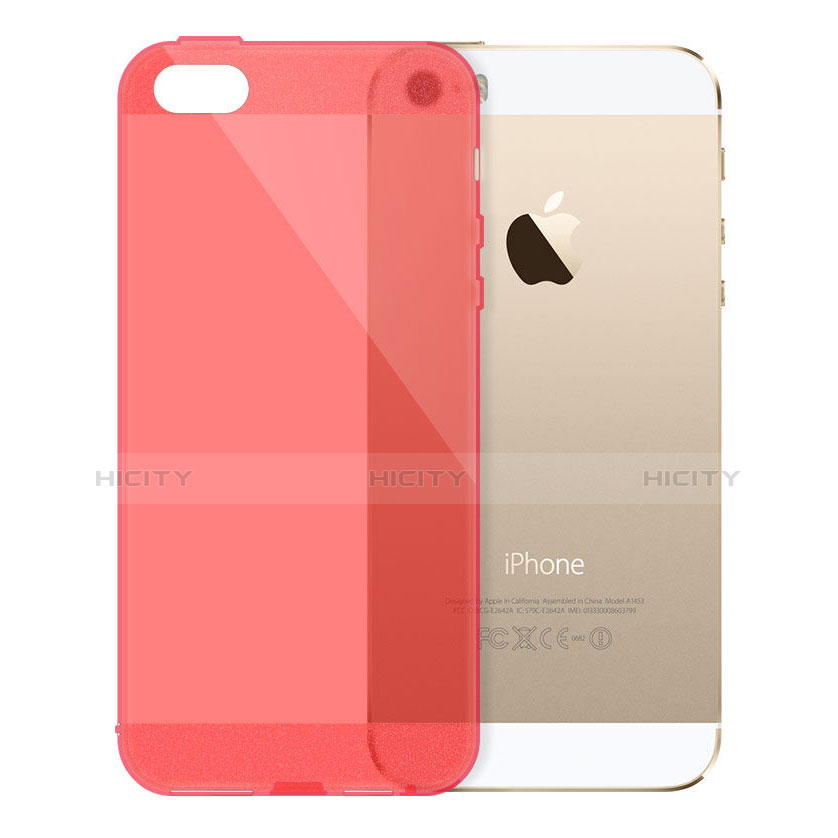 Coque Ultra Fine Silicone Mat Transparente pour Apple iPhone 5 Rouge Plus