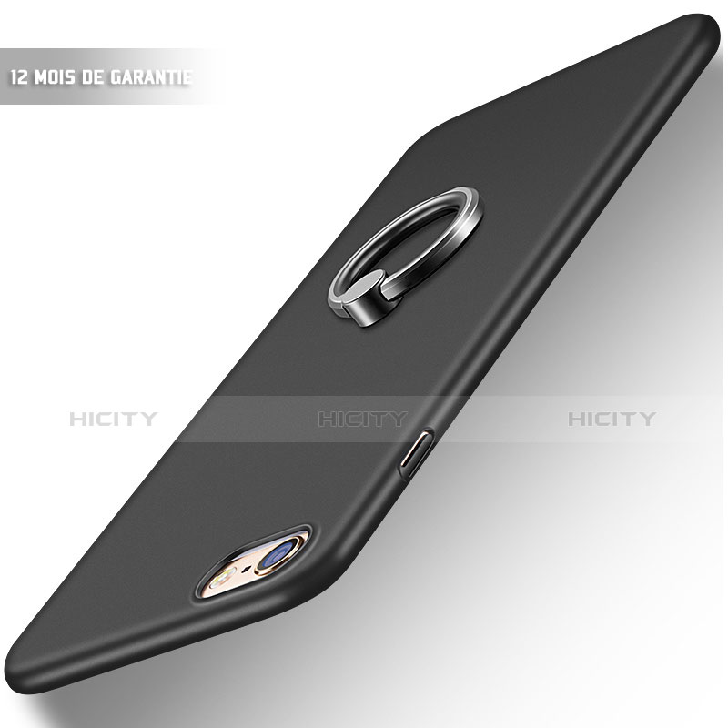 Coque Ultra Fine Silicone Souple avec Support Bague Anneau A01 pour Apple iPhone 6 Noir Plus