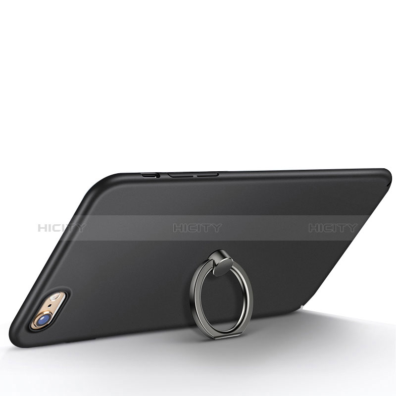 Coque Ultra Fine Silicone Souple avec Support Bague Anneau A01 pour Apple iPhone 6 Noir Plus