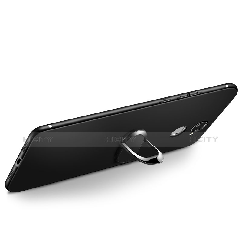 Coque Ultra Fine Silicone Souple avec Support Bague Anneau A02 pour Huawei Enjoy 7 Plus Noir Plus