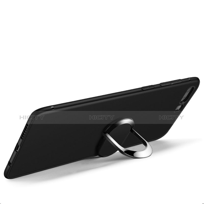 Coque Ultra Fine Silicone Souple avec Support Bague Anneau A02 pour Huawei Honor 9 Premium Noir Plus