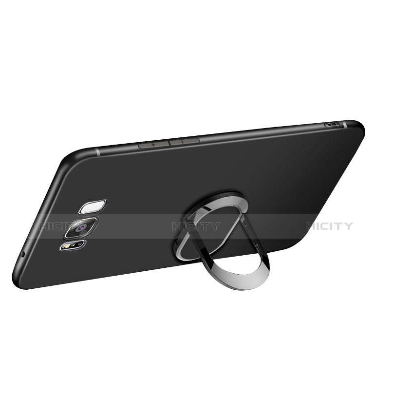 Coque Ultra Fine Silicone Souple avec Support Bague Anneau A02 pour Samsung Galaxy S8 Plus Noir Plus