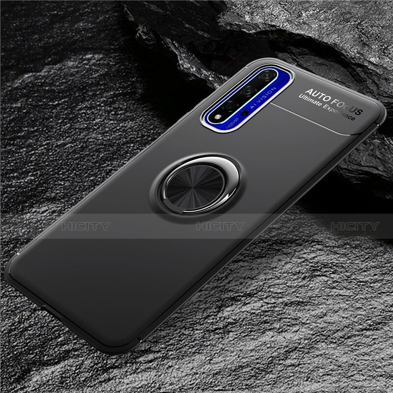 Coque Ultra Fine Silicone Souple avec Support Bague Anneau Aimante Magnetique pour Huawei Honor 20 Noir Plus