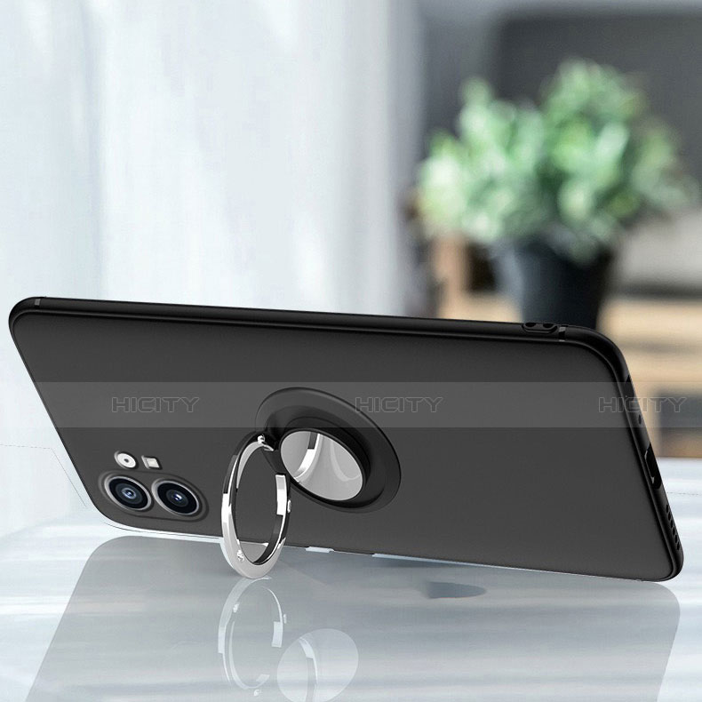 Coque Ultra Fine Silicone Souple avec Support Bague Anneau Aimante Magnetique pour Nothing Phone 1 Noir Plus