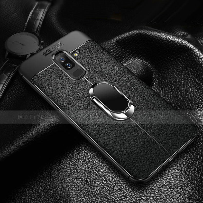 Coque Ultra Fine Silicone Souple avec Support Bague Anneau Aimante pour Samsung Galaxy A9 Star Lite Noir Plus