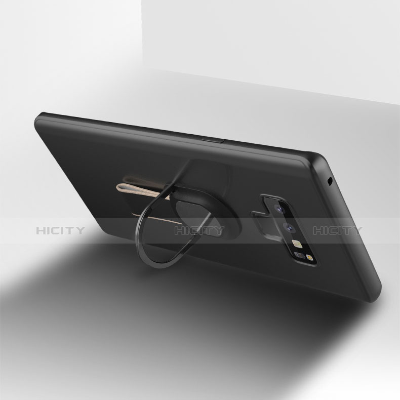 Coque Ultra Fine Silicone Souple avec Support Bague Anneau Aimante pour Samsung Galaxy Note 9 Noir Plus