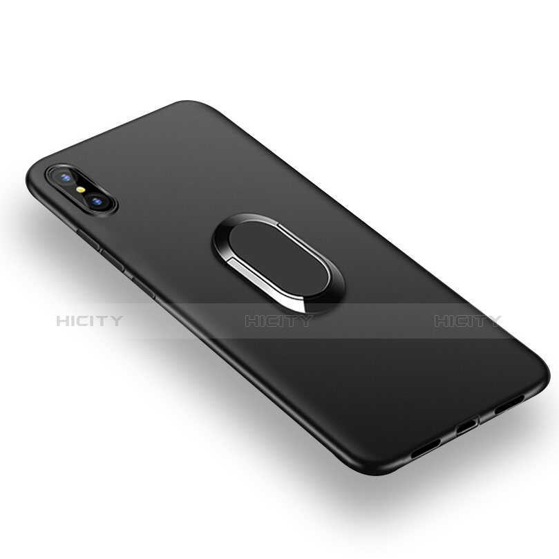 Coque Ultra Fine Silicone Souple avec Support Bague Anneau Aimante pour Xiaomi Mi 8 Screen Fingerprint Edition Noir Plus