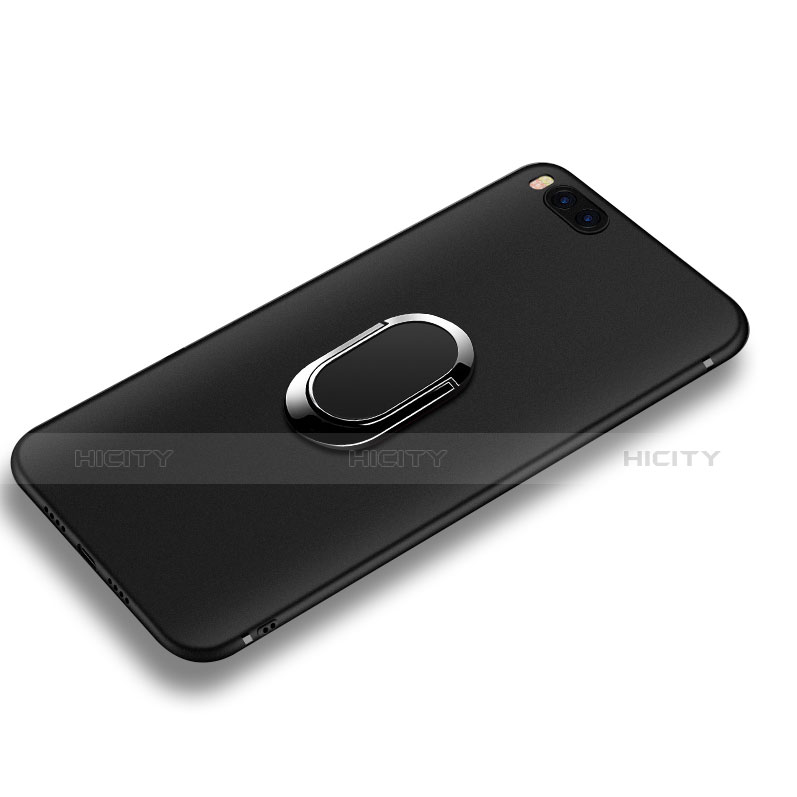 Coque Ultra Fine Silicone Souple avec Support Bague Anneau pour Xiaomi Mi Note 3 Noir Plus