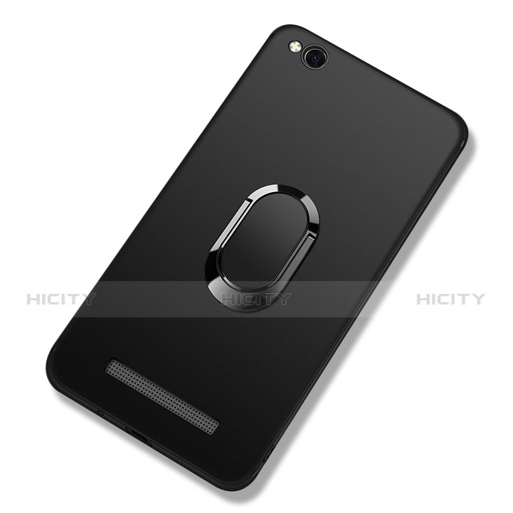 Coque Ultra Fine Silicone Souple avec Support Bague Anneau pour Xiaomi Redmi 4A Noir Plus