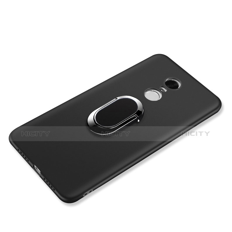 Coque Ultra Fine Silicone Souple avec Support Bague Anneau pour Xiaomi Redmi Note 4X High Edition Noir Plus