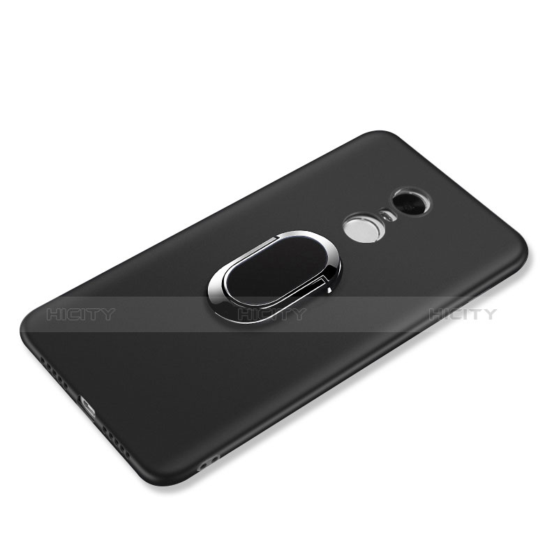 Coque Ultra Fine Silicone Souple avec Support Bague Anneau pour Xiaomi Redmi Note 4X Noir Plus