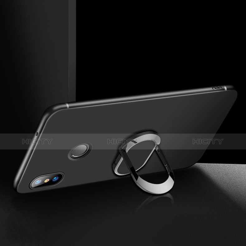 Coque Ultra Fine Silicone Souple avec Support Bague Anneau pour Xiaomi Redmi Note 5 Pro Noir Plus