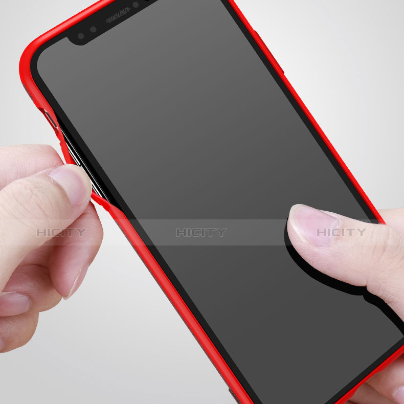 Coque Ultra Fine Silicone Souple avec Support Bague Anneau T01 pour Apple iPhone X Rouge Plus