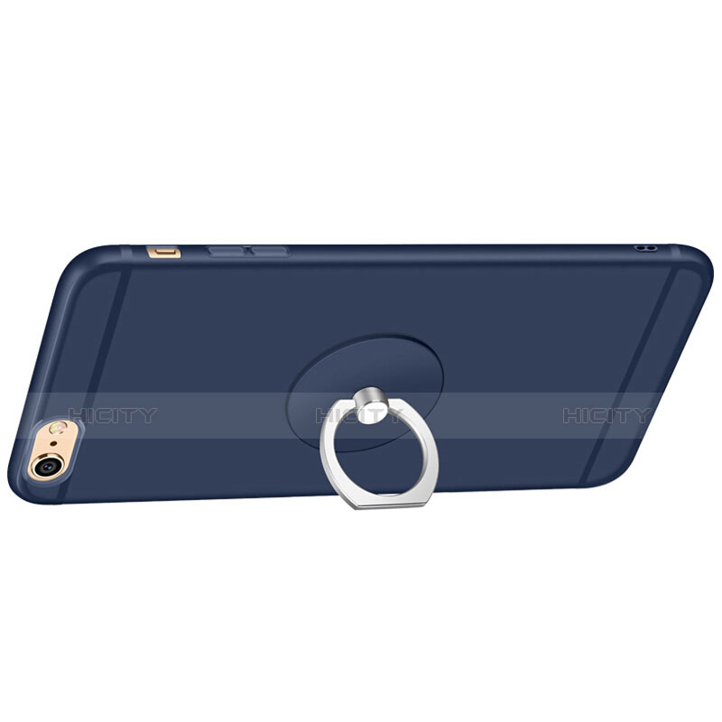Coque Ultra Fine Silicone Souple et Support Bague Anneau pour Apple iPhone 6S Plus Bleu Plus