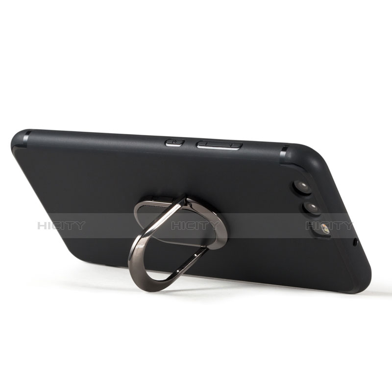 Coque Ultra Fine Silicone Souple et Support Bague Anneau pour Huawei P10 Noir Plus